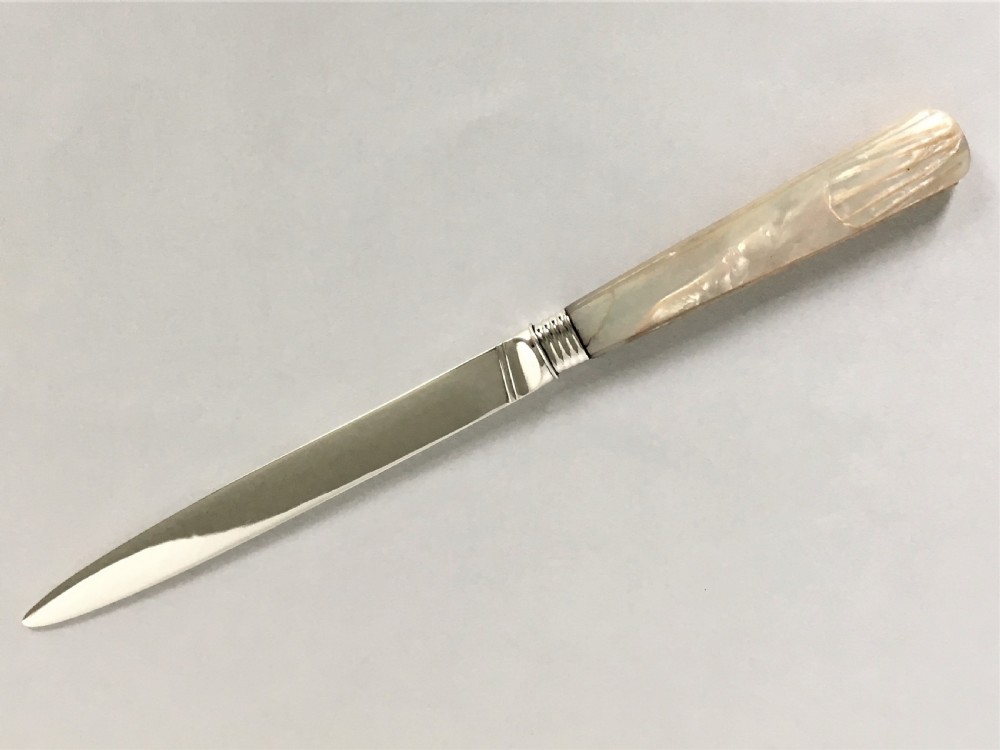 A good Georgian silver & mother-of-pearl letter opener