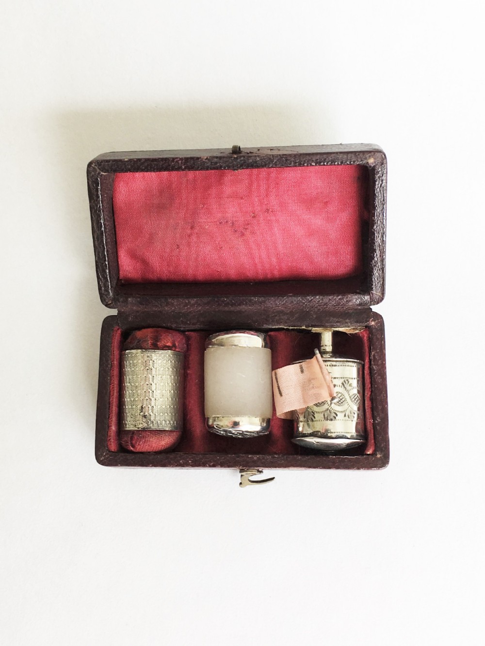 A Georgian boxed silver sewing trio