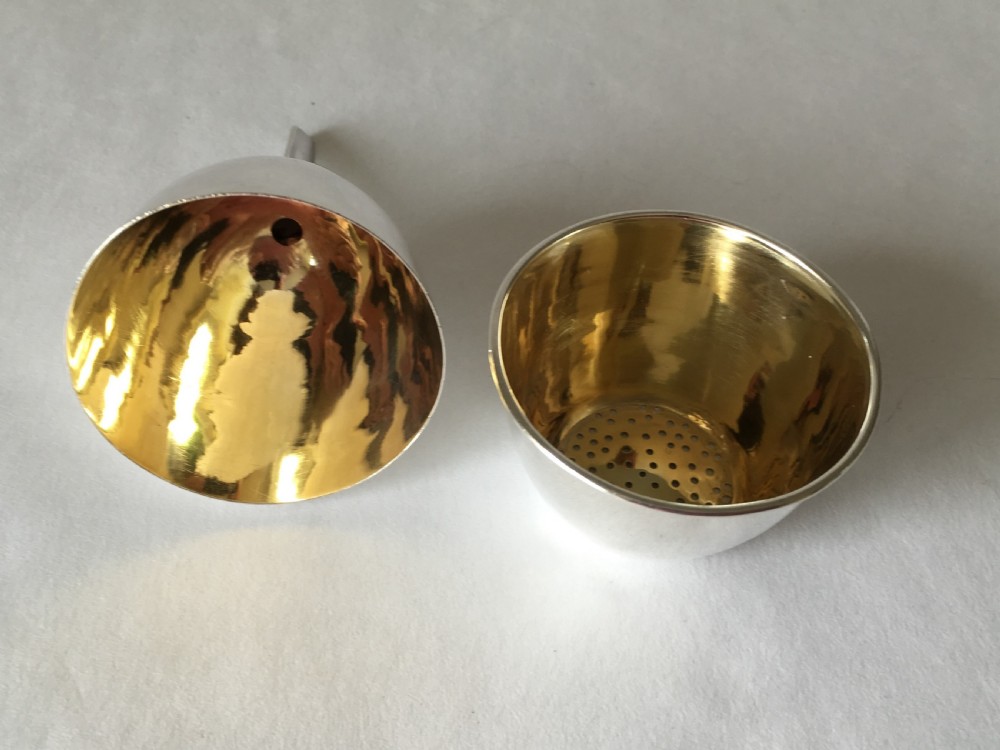 A superb Victorian small silver gilt wine funnel View V