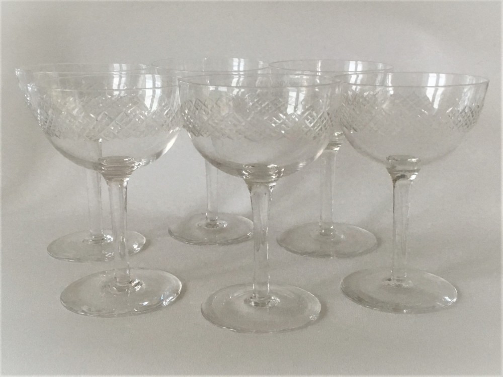 A delightful set of six Edwardian champagne bowls