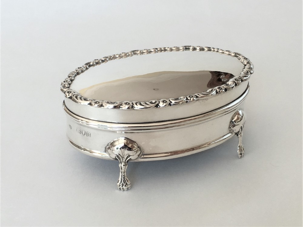 A good quality oval silver trinket box
