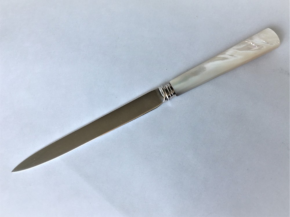 A handsome silver & mother-of-pearl letter opener View II