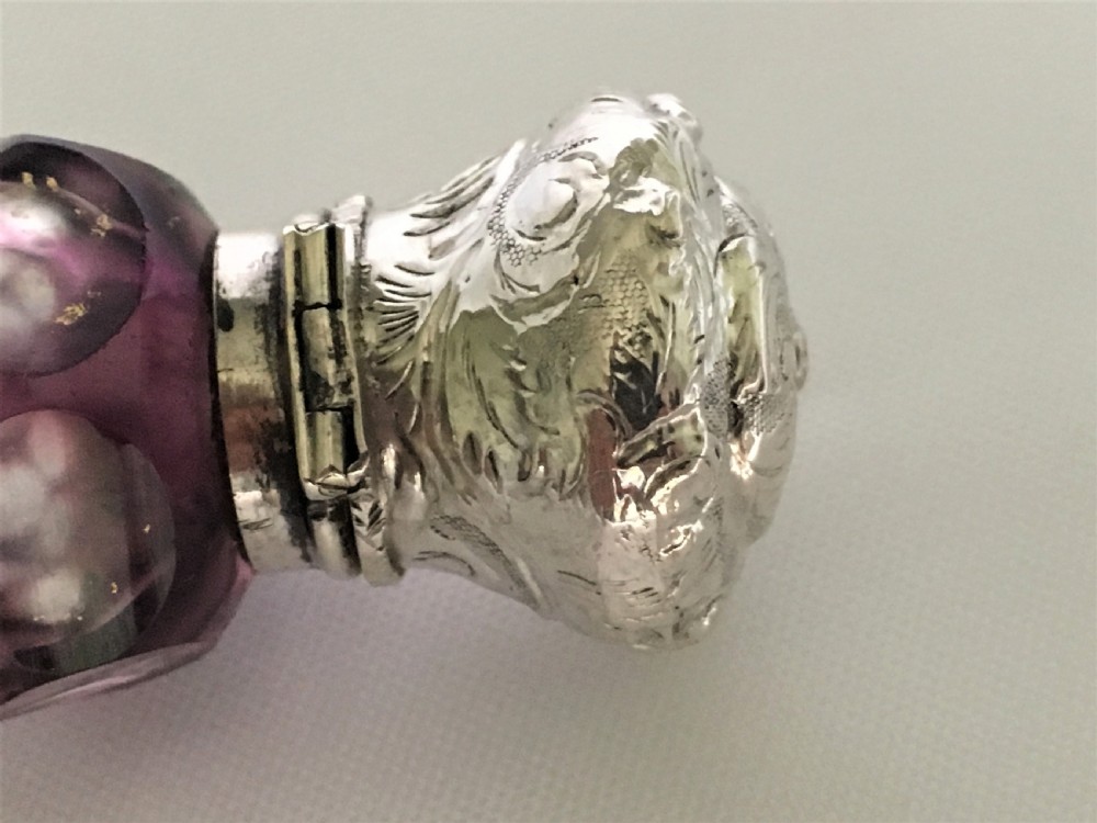A superb Victorian silver mounted amethyst scent flask View III