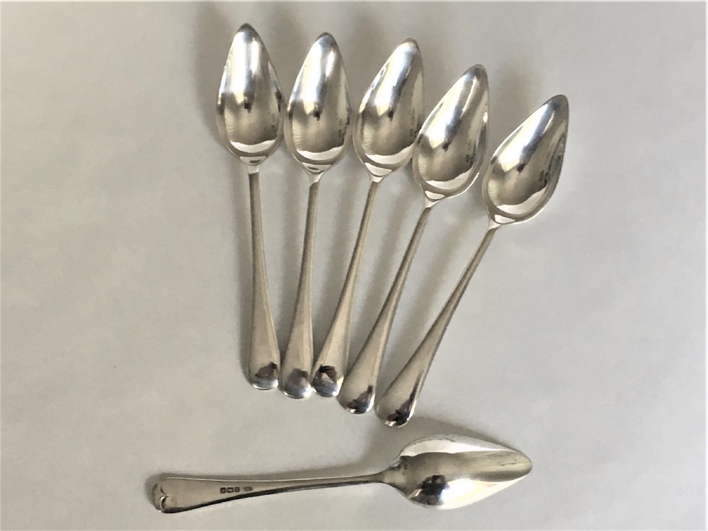 A rare set of six silver grapefruit spoons View V