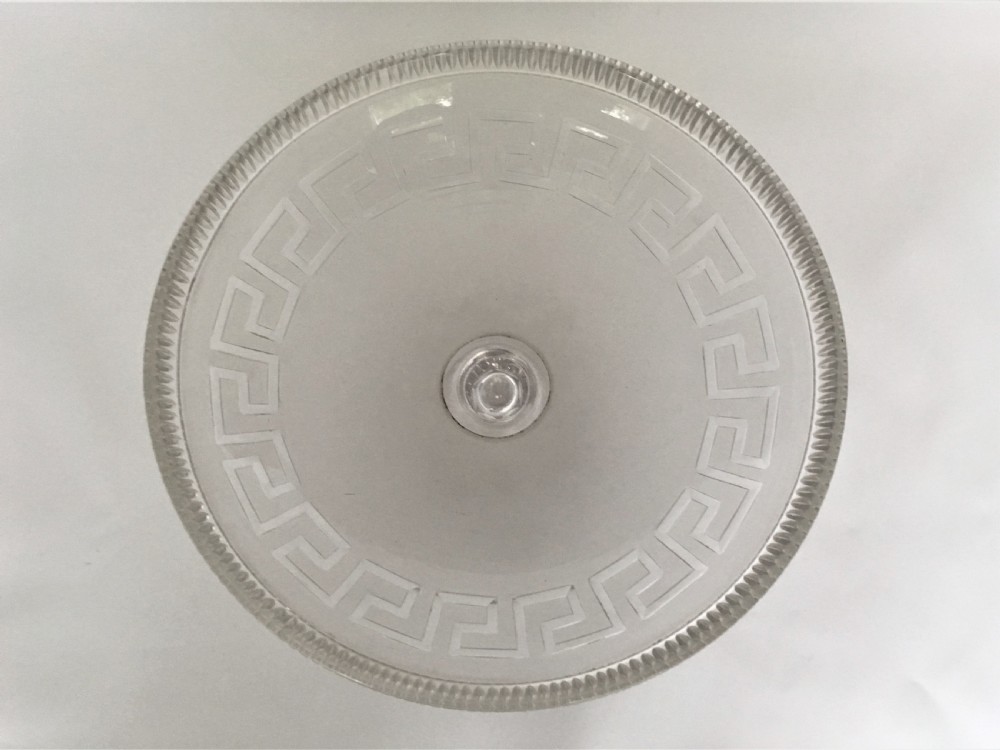 A gorgeous Victorian Greek Key patterned glass tazza View III