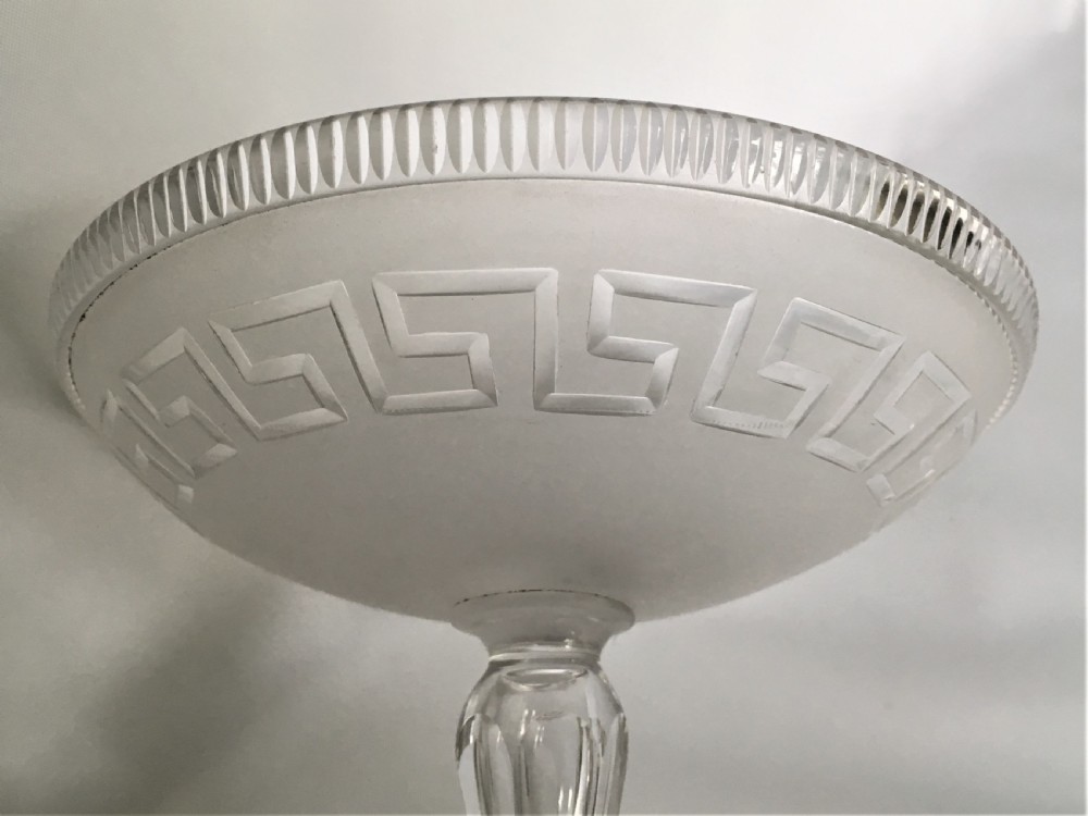 A gorgeous Victorian Greek Key patterned glass tazza View V