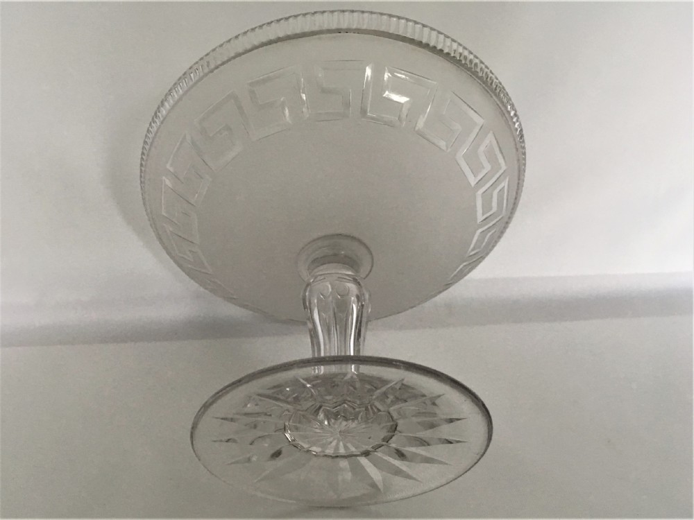 A gorgeous Victorian Greek Key patterned glass tazza View VIII
