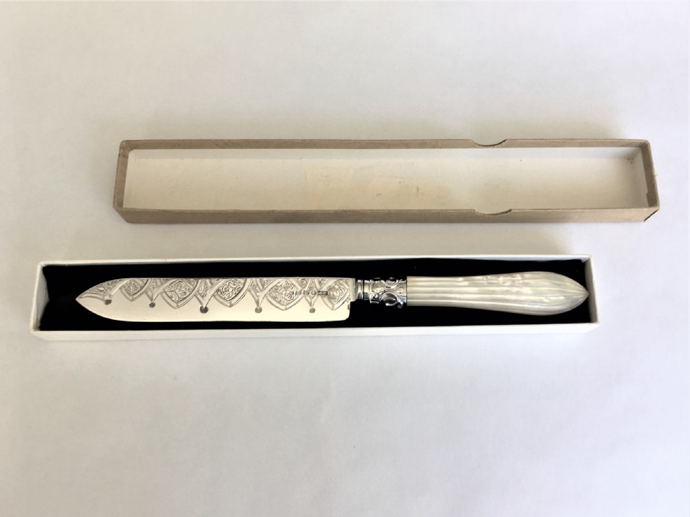 A fabulous mid Victorian silver bladed wedding Cake knife