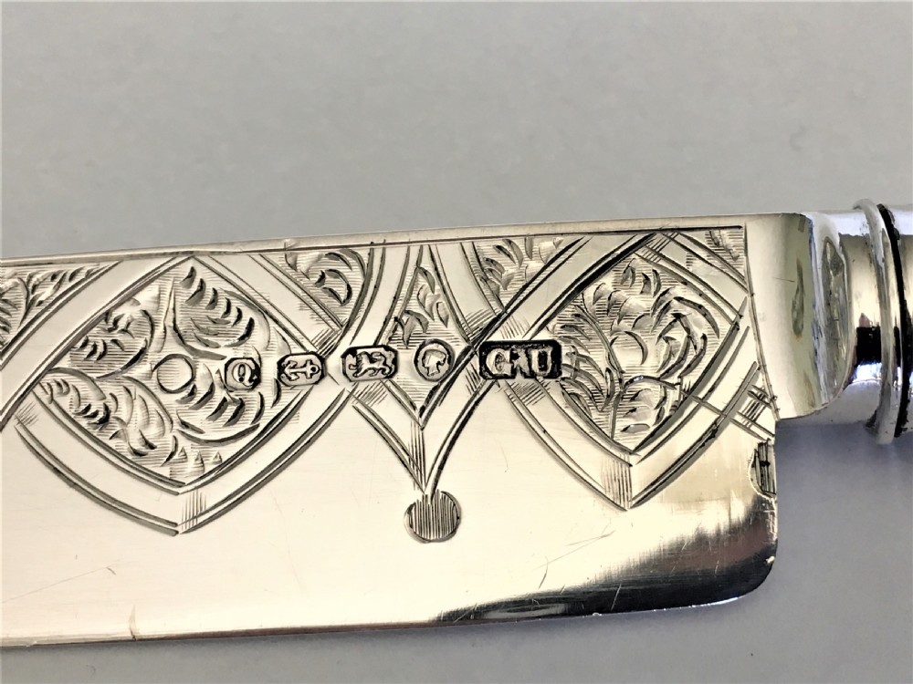 A fabulous mid Victorian silver bladed wedding Cake knife View VII