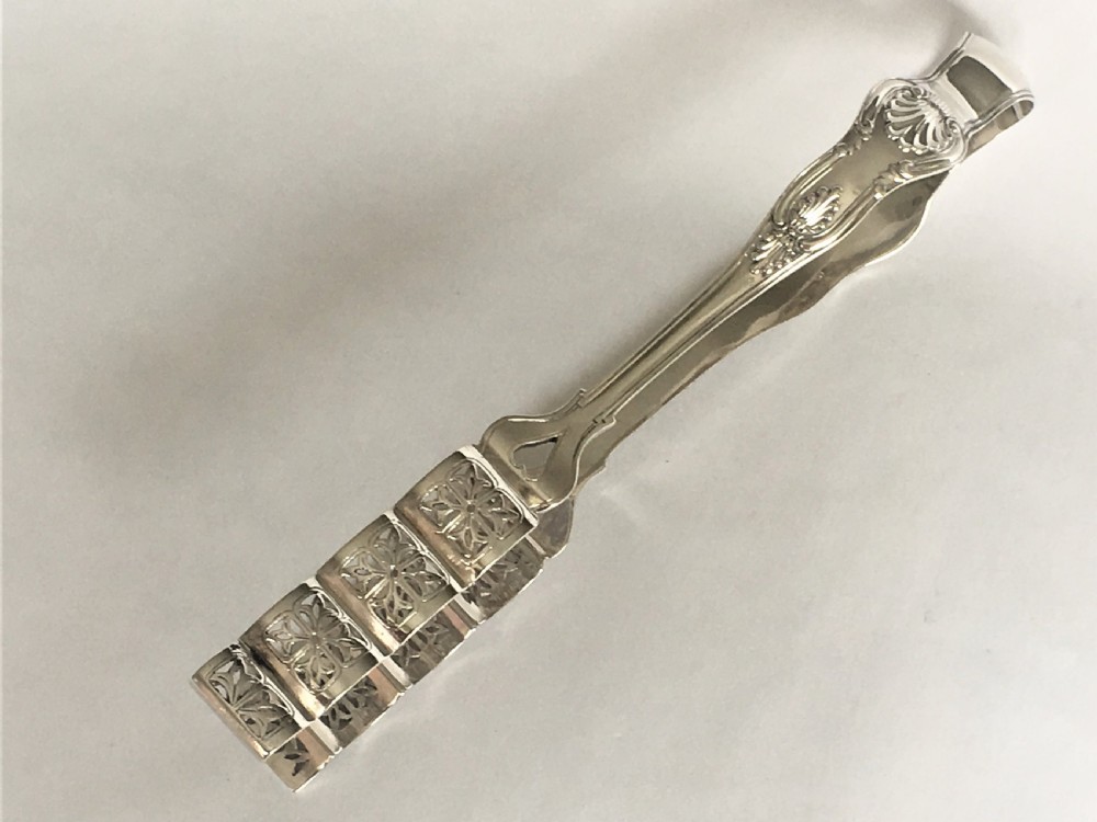 A fabulous pair of Victorian silver asparagus tongs