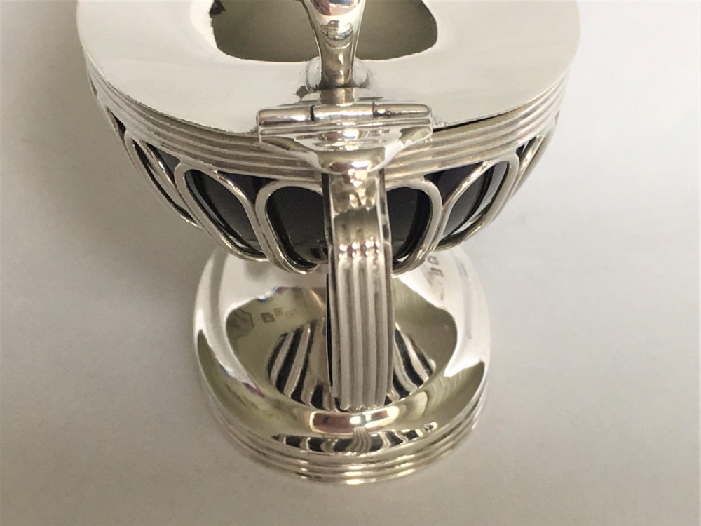 A fabulous silver wirework mustard pot & spoon View VII