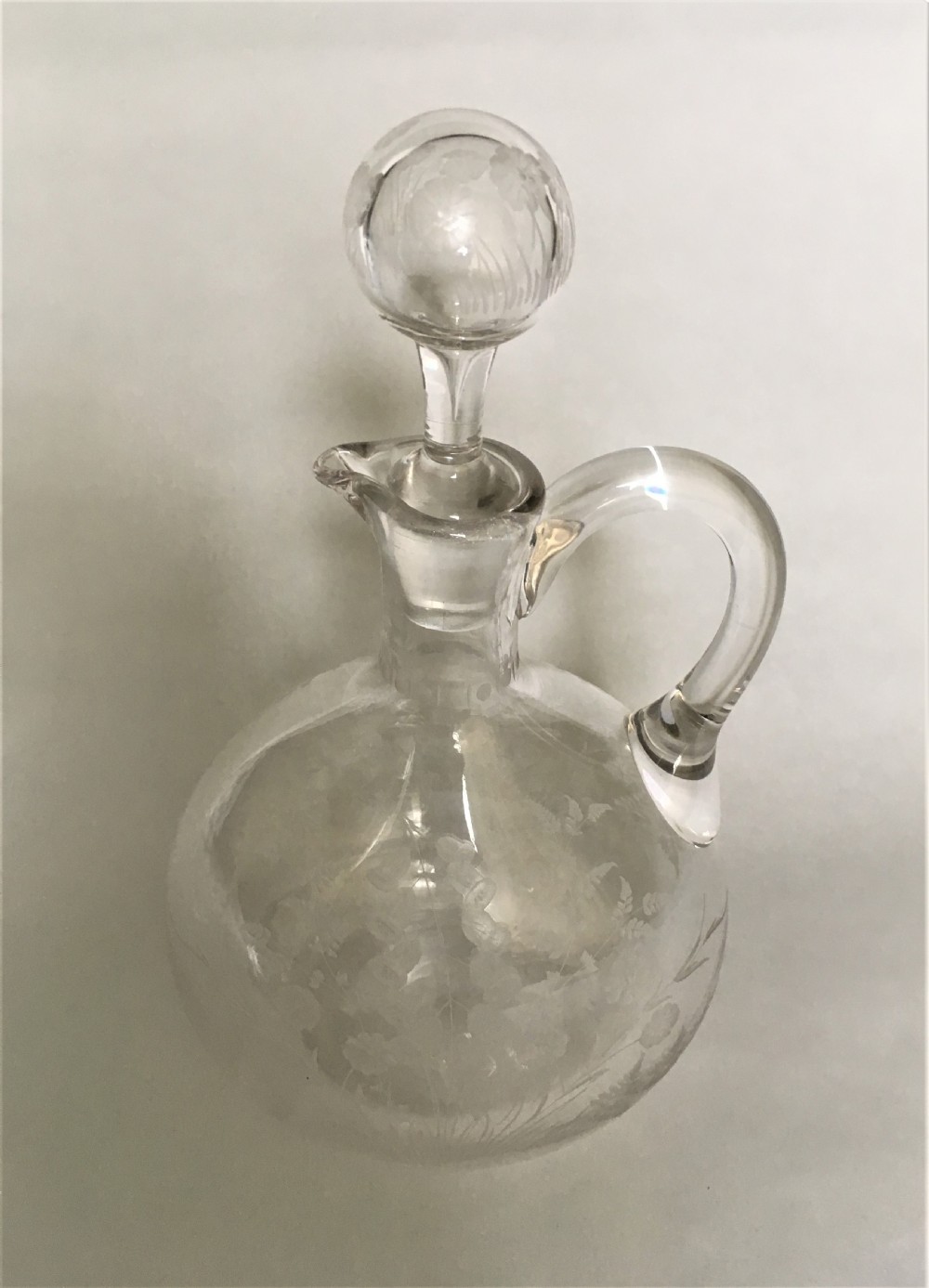 A Victorian flower and fern etched wine jug View III