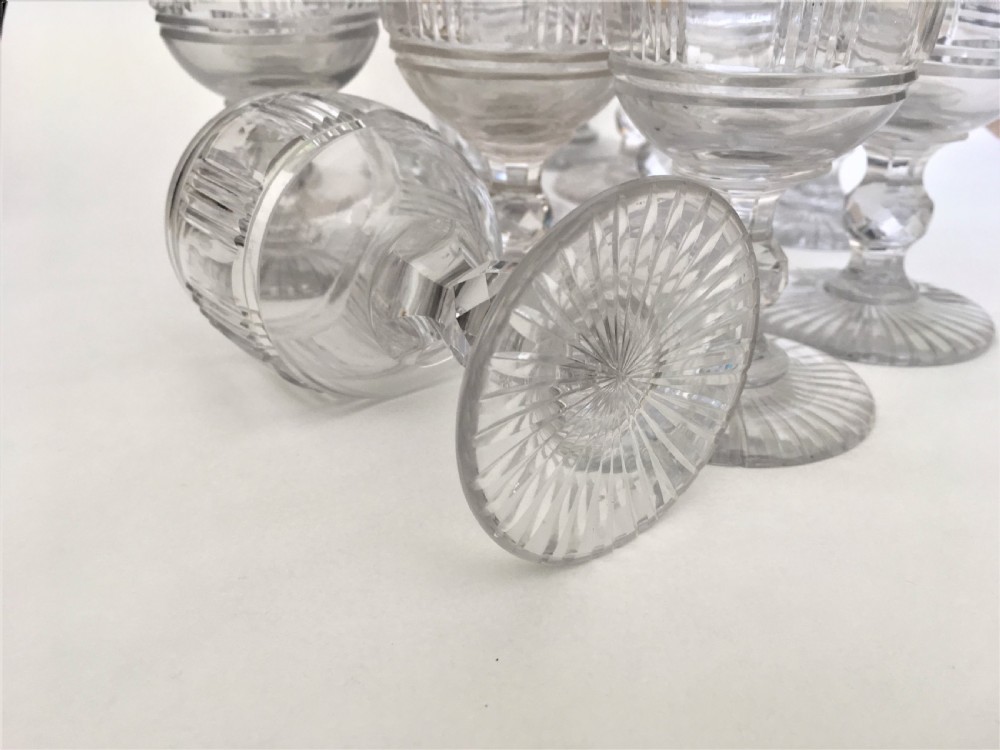 A superb suite of 12 cut glass Victorian wine goblets View IX