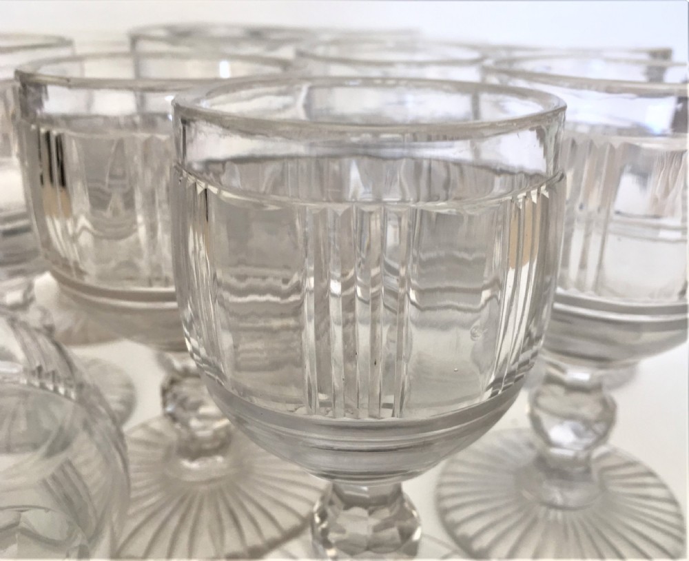 A superb suite of 12 cut glass Victorian wine goblets View XI