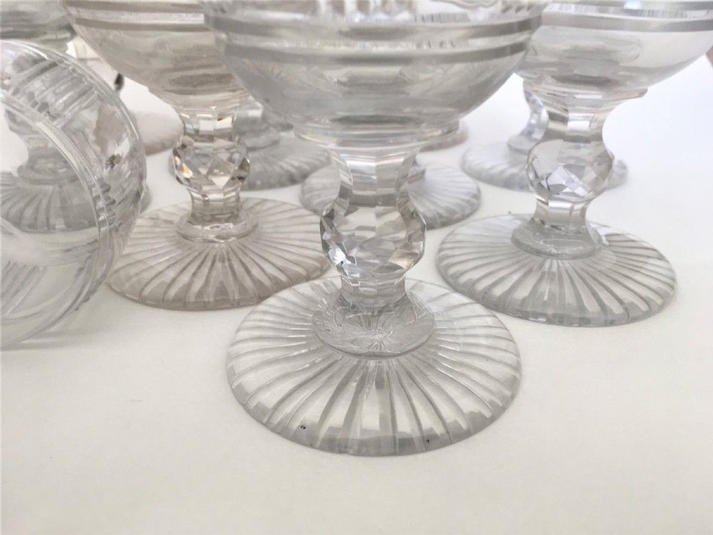 A superb suite of 12 cut glass Victorian wine goblets View XII