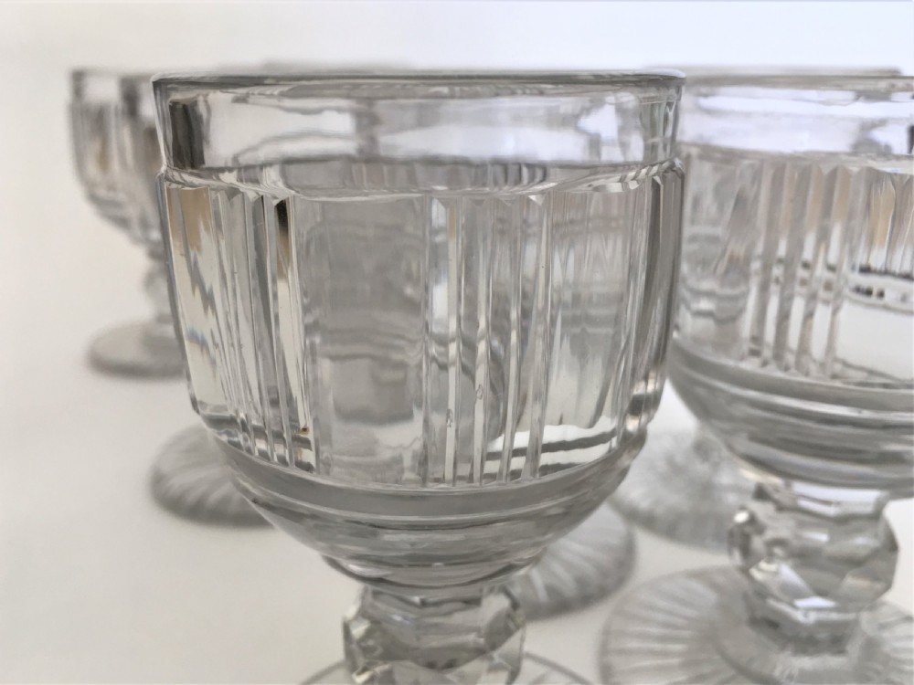 A handsome suite of 10 Victorian cut glass dessert wine glasses View V