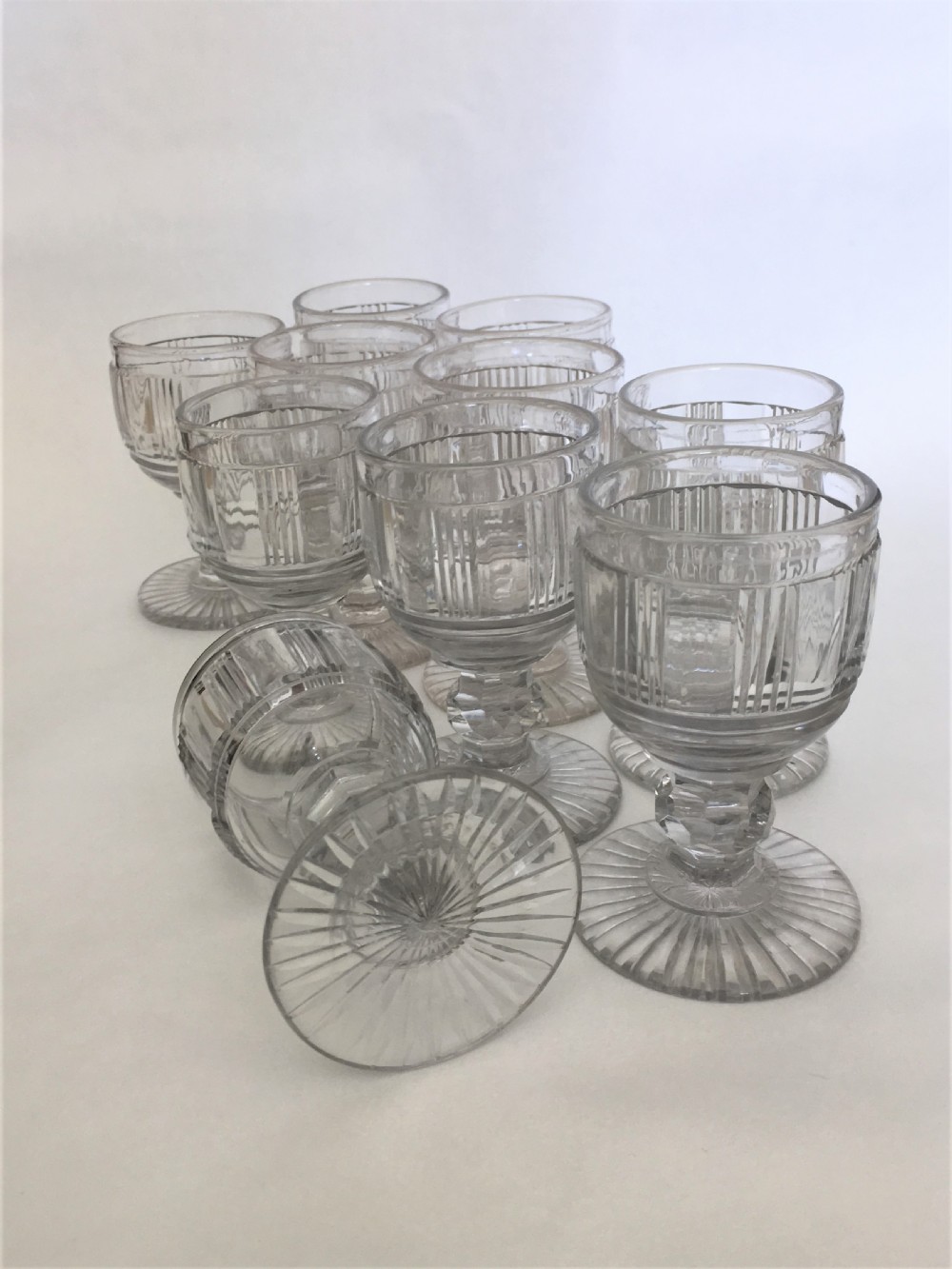 A handsome suite of 10 Victorian cut glass dessert wine glasses View VI