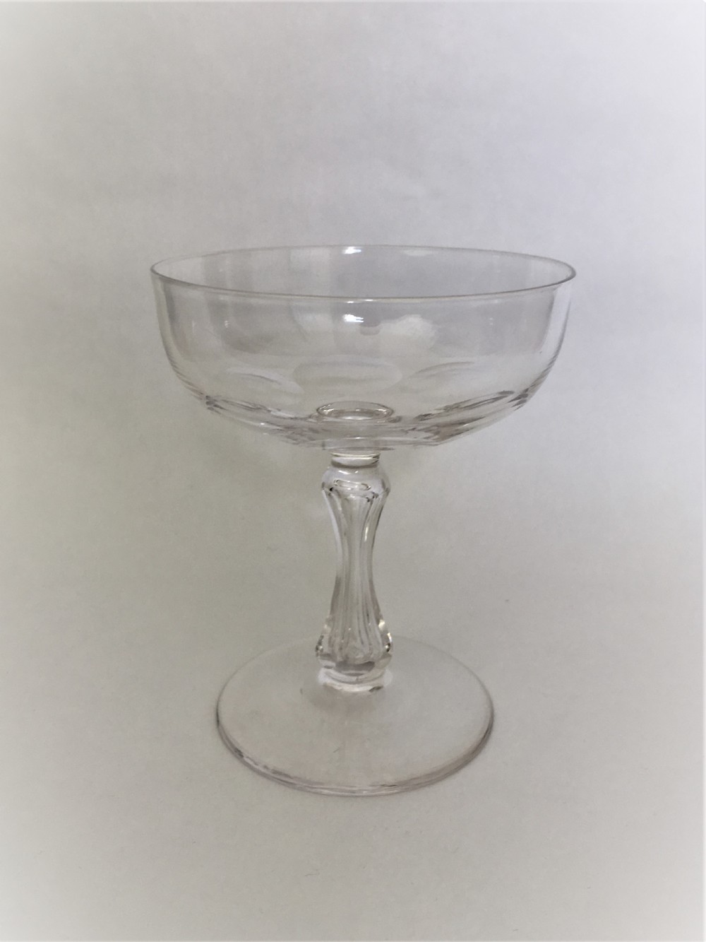 A harlequin set of 6 cut and etched champagne bowls View V