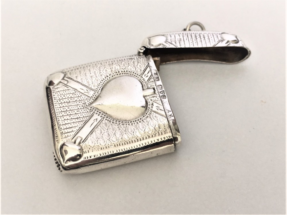 An unusual Edwardian Chester silver  'spades' vesta View IV