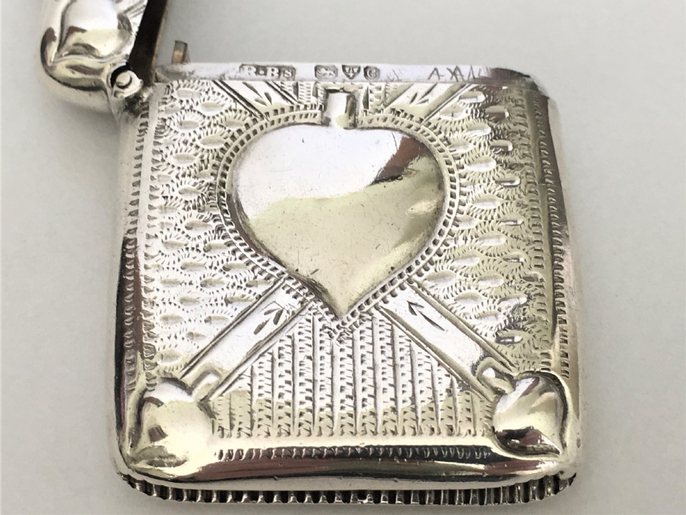 An unusual Edwardian Chester silver  'spades' vesta View VI
