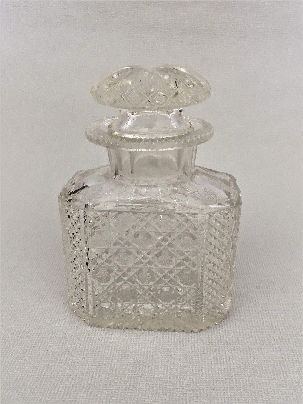 A fabulous cut glass early Victorian tea caddy