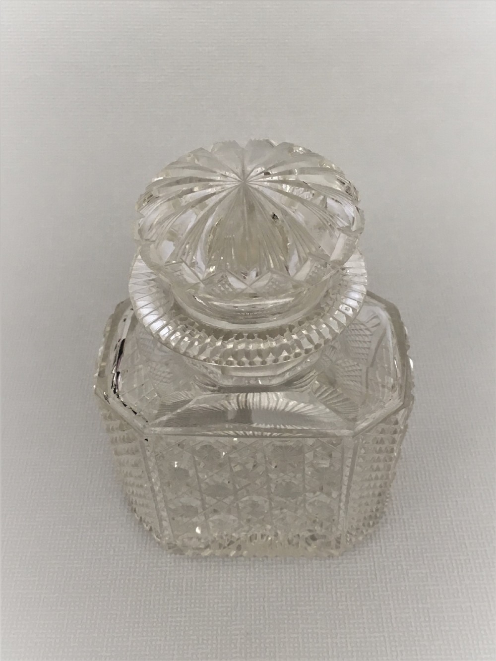 A fabulous cut glass early Victorian tea caddy View III