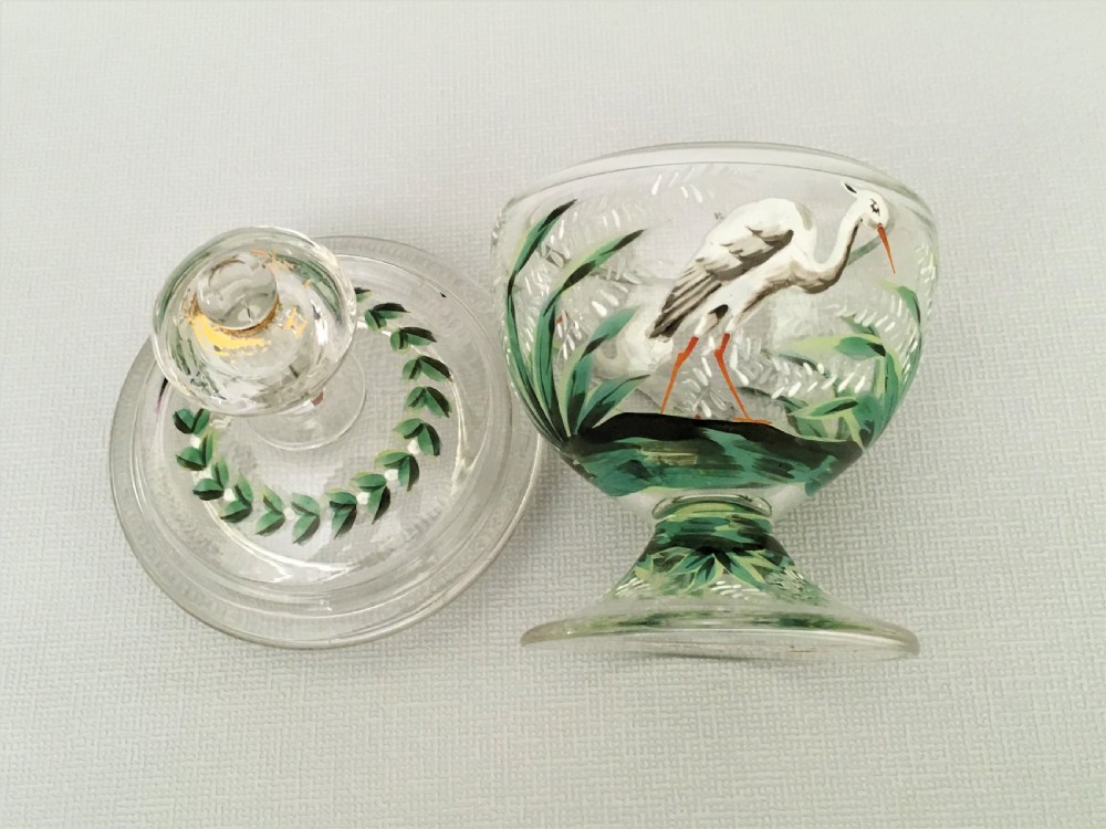A charming enamel painted lidded sweetmeat jar View V