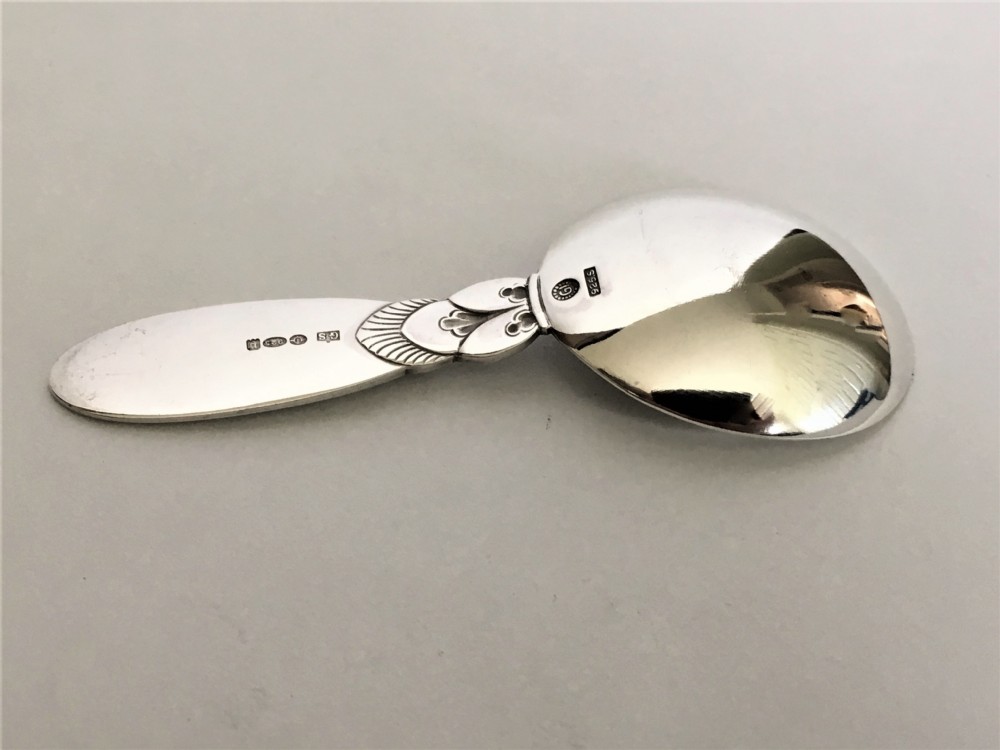 A rare Georg Jensen Cactus pattern silver caddy spoon View II