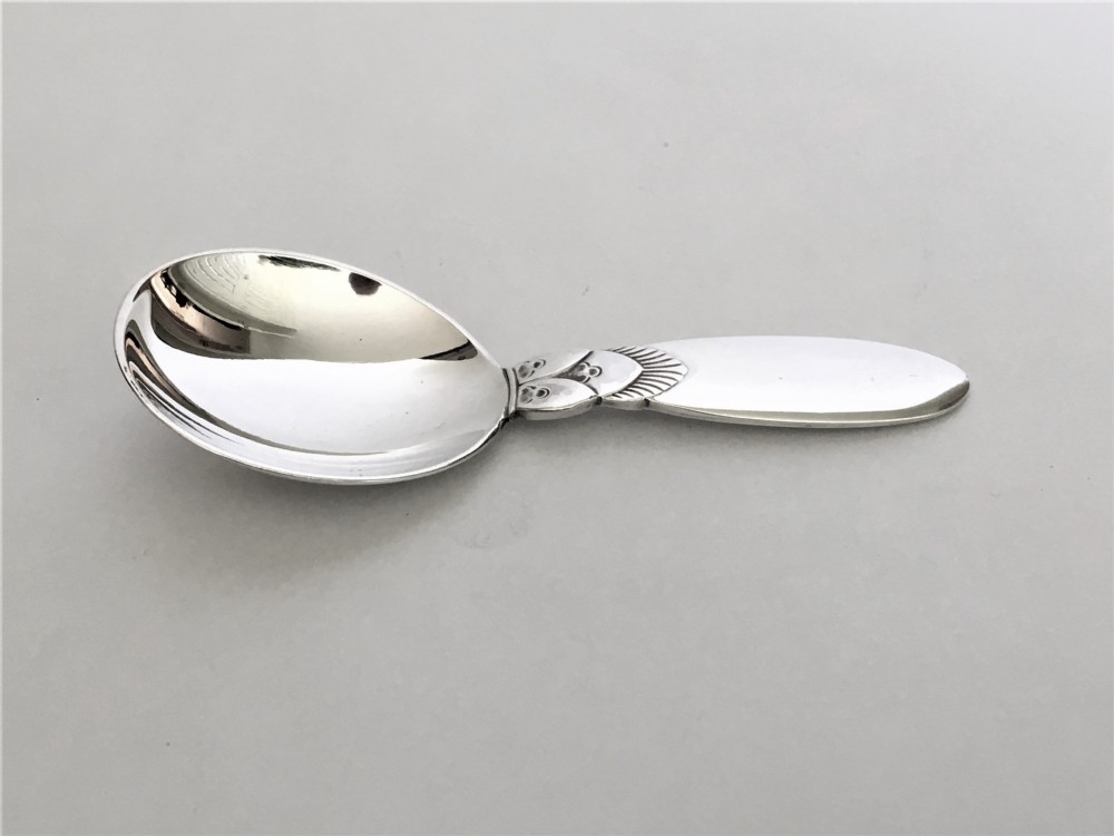 A rare Georg Jensen Cactus pattern silver caddy spoon View IV