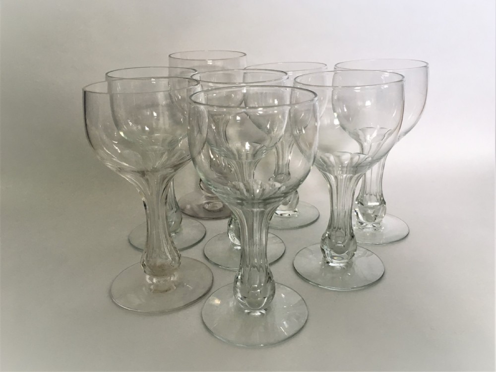 A rare set of 8 hollow stem wine glasses View III