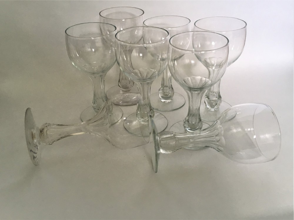 A rare set of 8 hollow stem wine glasses View IV
