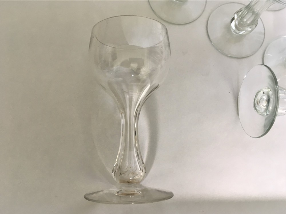 A rare set of 8 hollow stem wine glasses View V