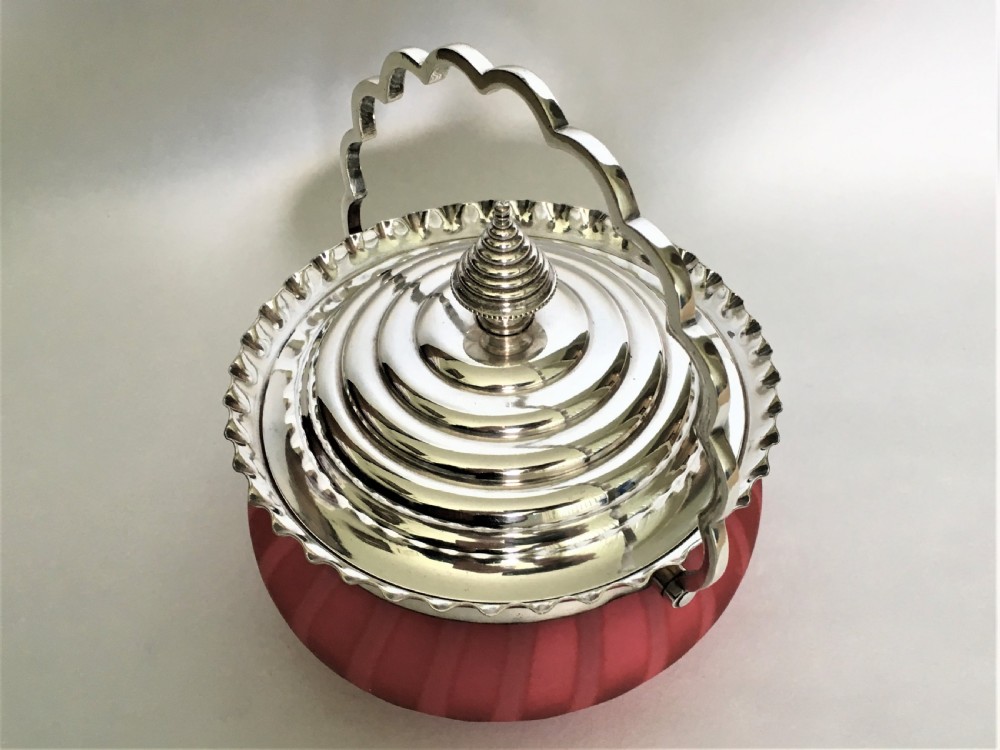 A gorgeous satin glass and silver plated basket View IV