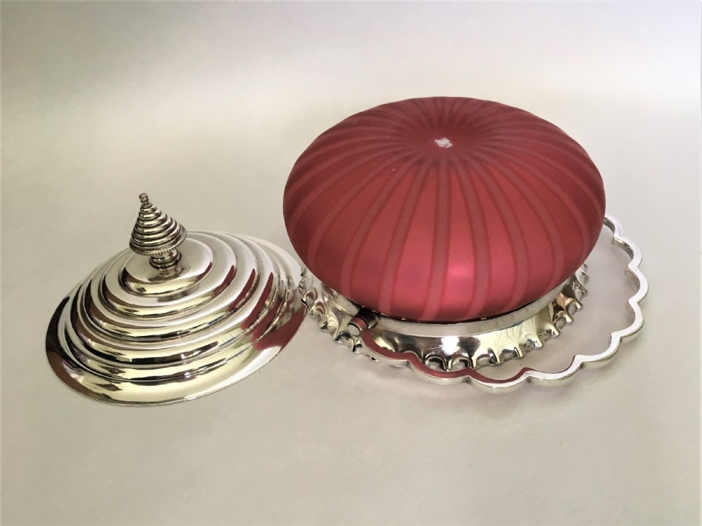 A gorgeous satin glass and silver plated basket View V