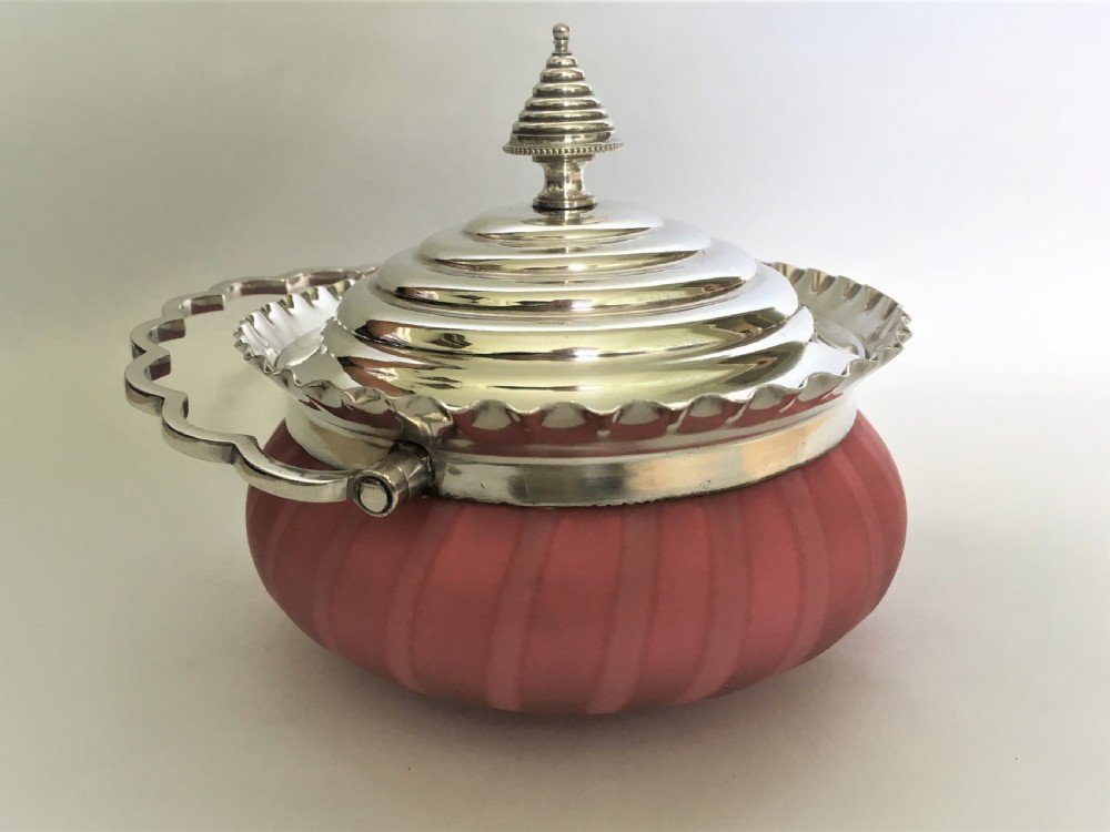 A gorgeous satin glass and silver plated basket View VIII
