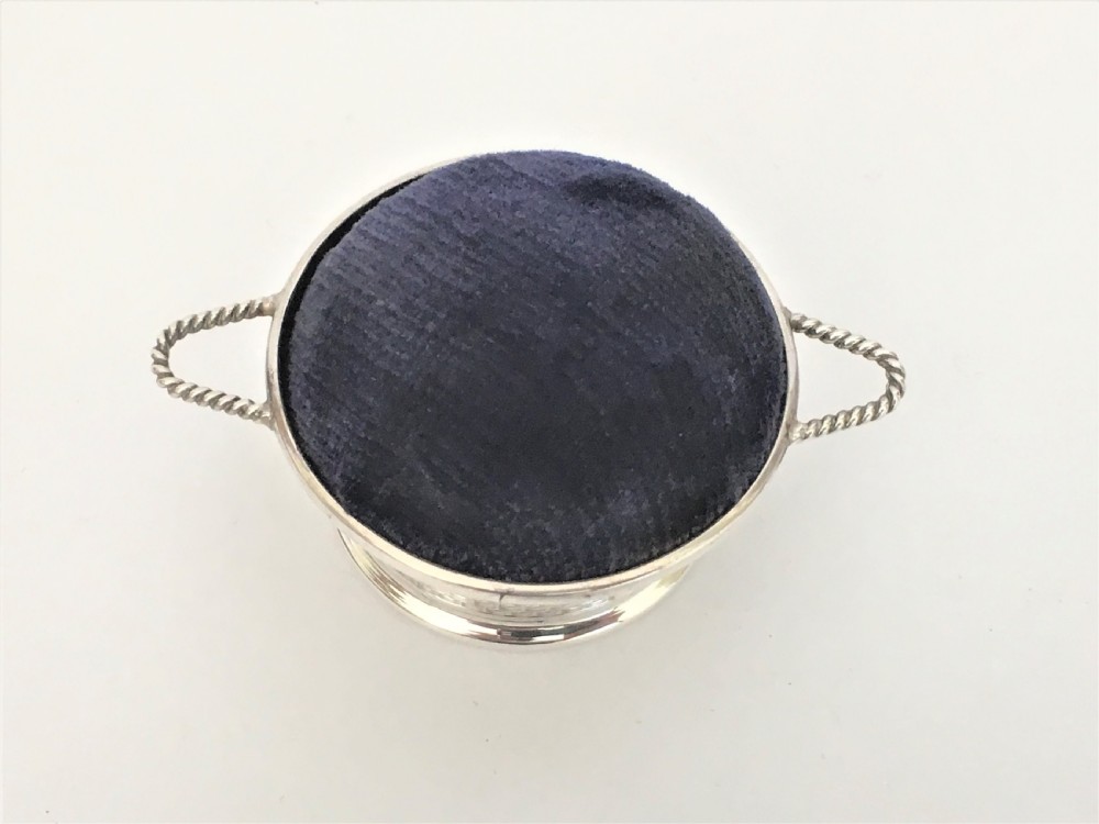 A novelty silver basket pin cushion View III