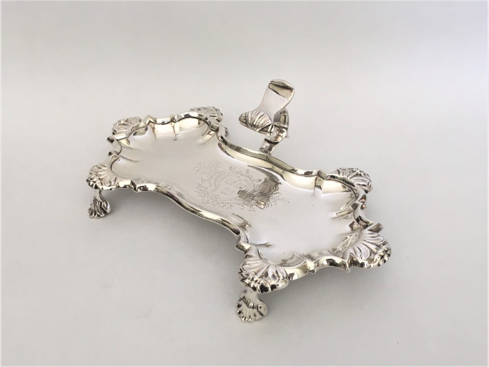 An outstanding George II silver snuffer tray