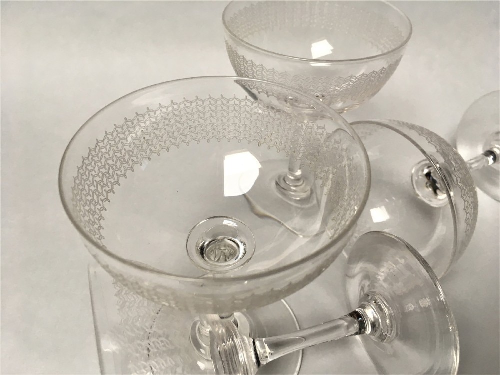 A set of 4 Victorian etched champagne bowls View VI