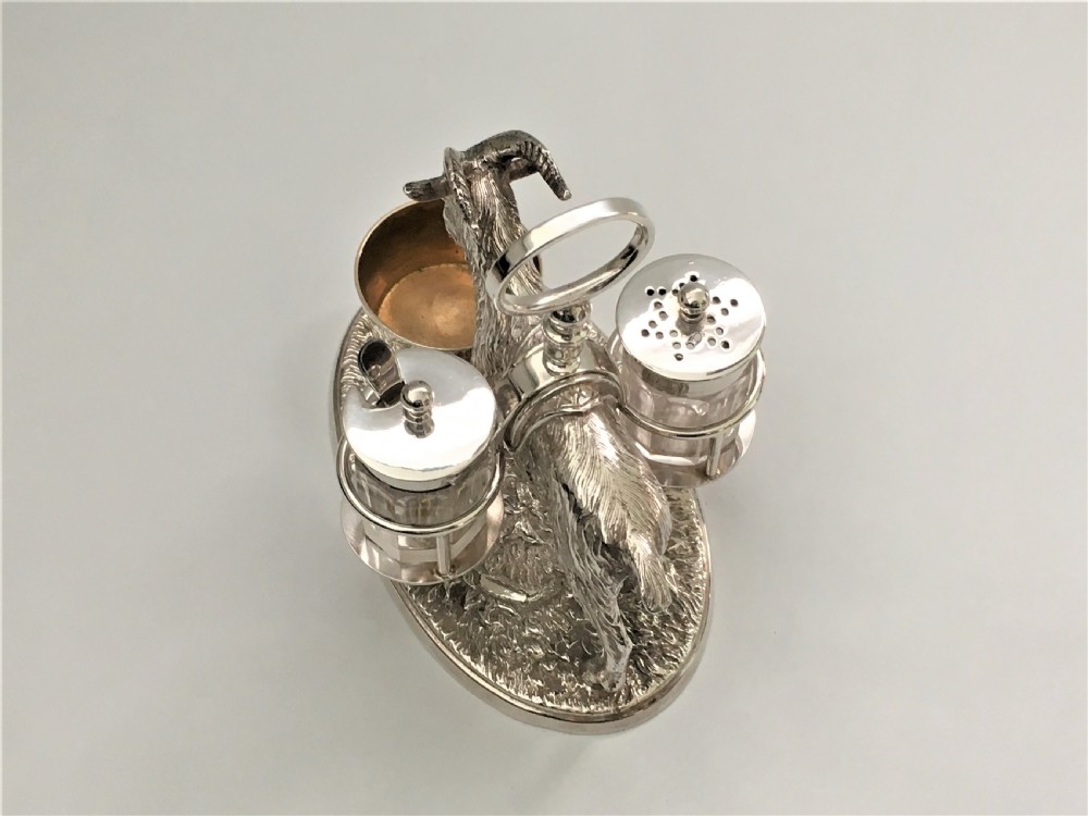 A rare Victorian novelty silver plated Goat cruet View VII