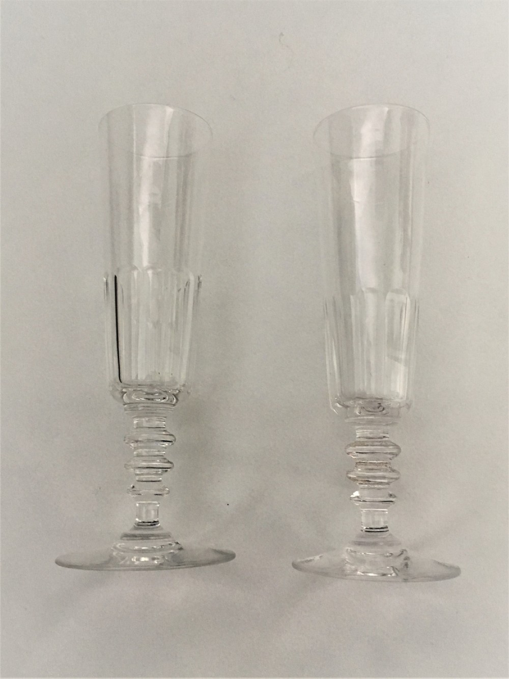 A pair of French cut glass champagne flutes View IV