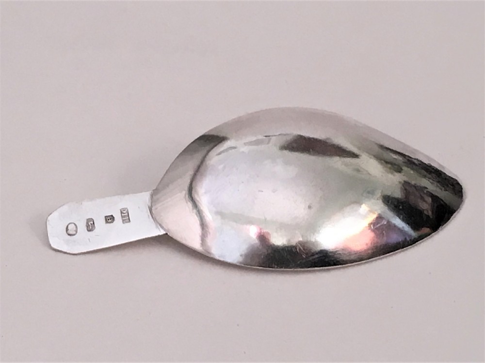 A rare naturalistic Georgian silver leaf caddy spoon View III