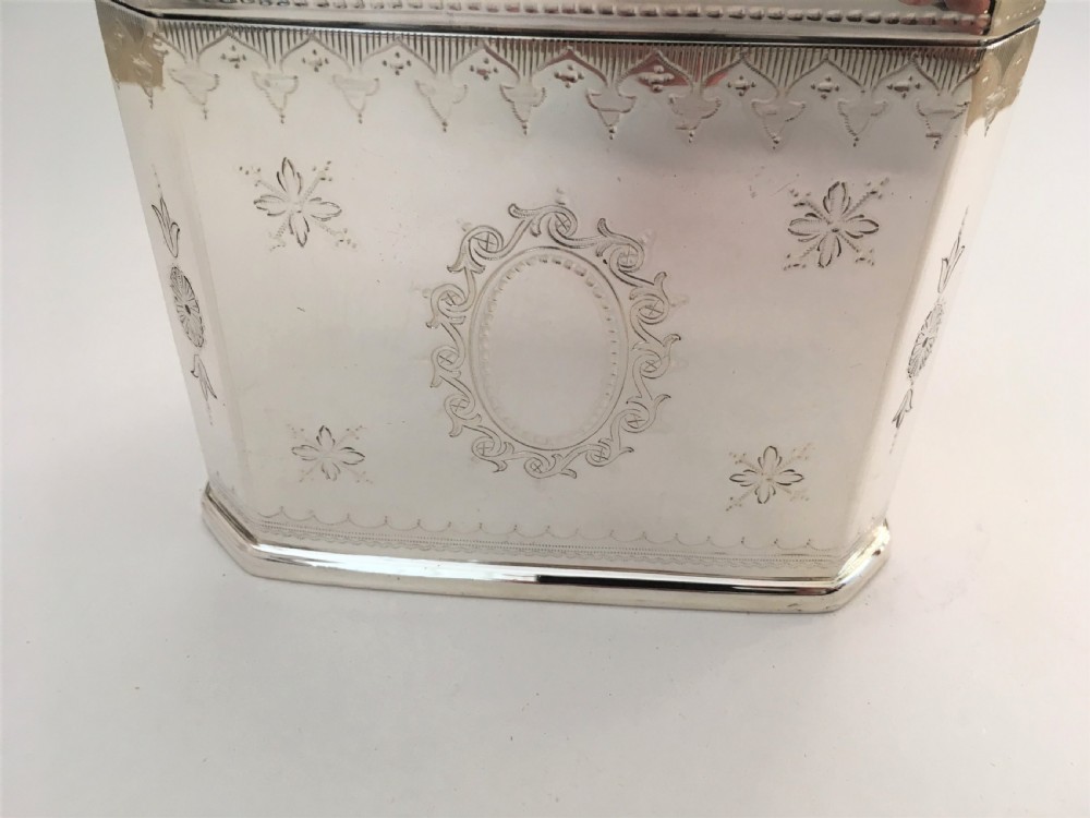 A large & handsome Victorian silver plated tea caddy View III