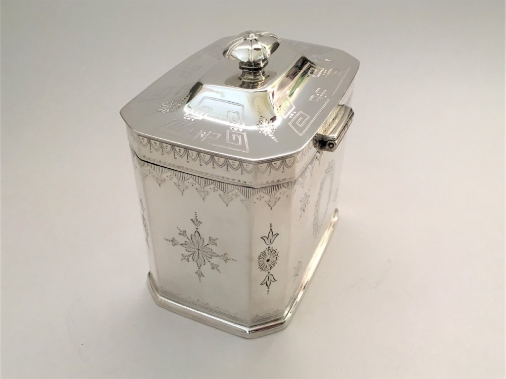 A large & handsome Victorian silver plated tea caddy View V
