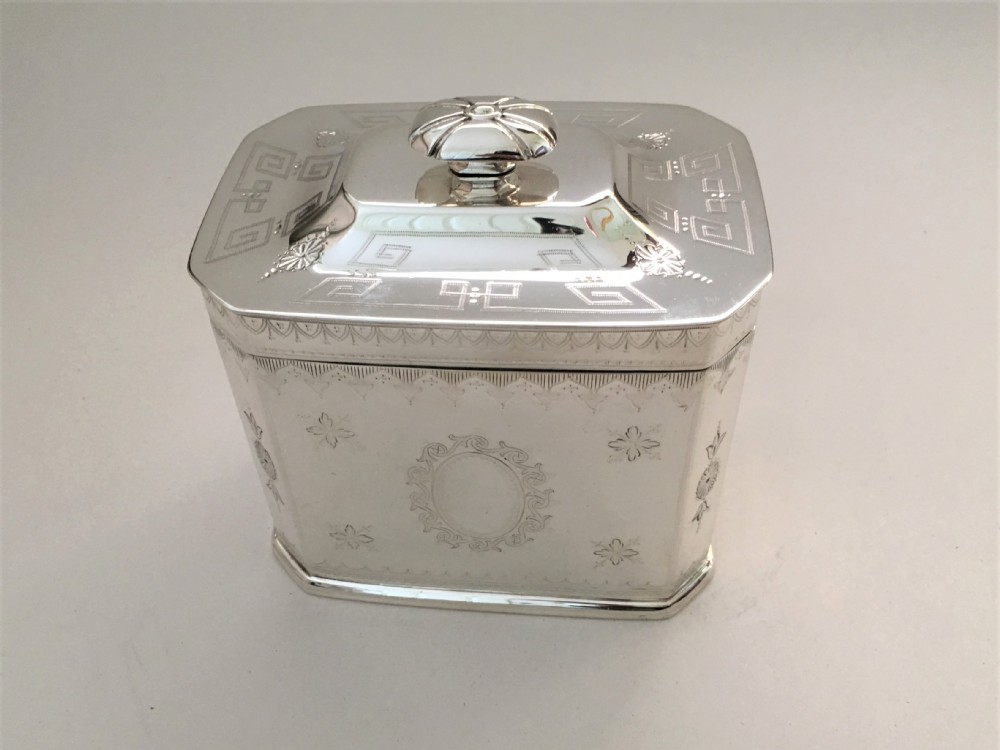 A large & handsome Victorian silver plated tea caddy View II