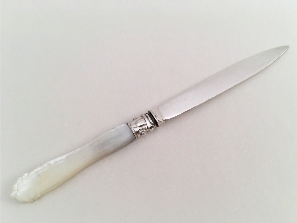 A Georgian silver & mother-of-pearl letter opener
