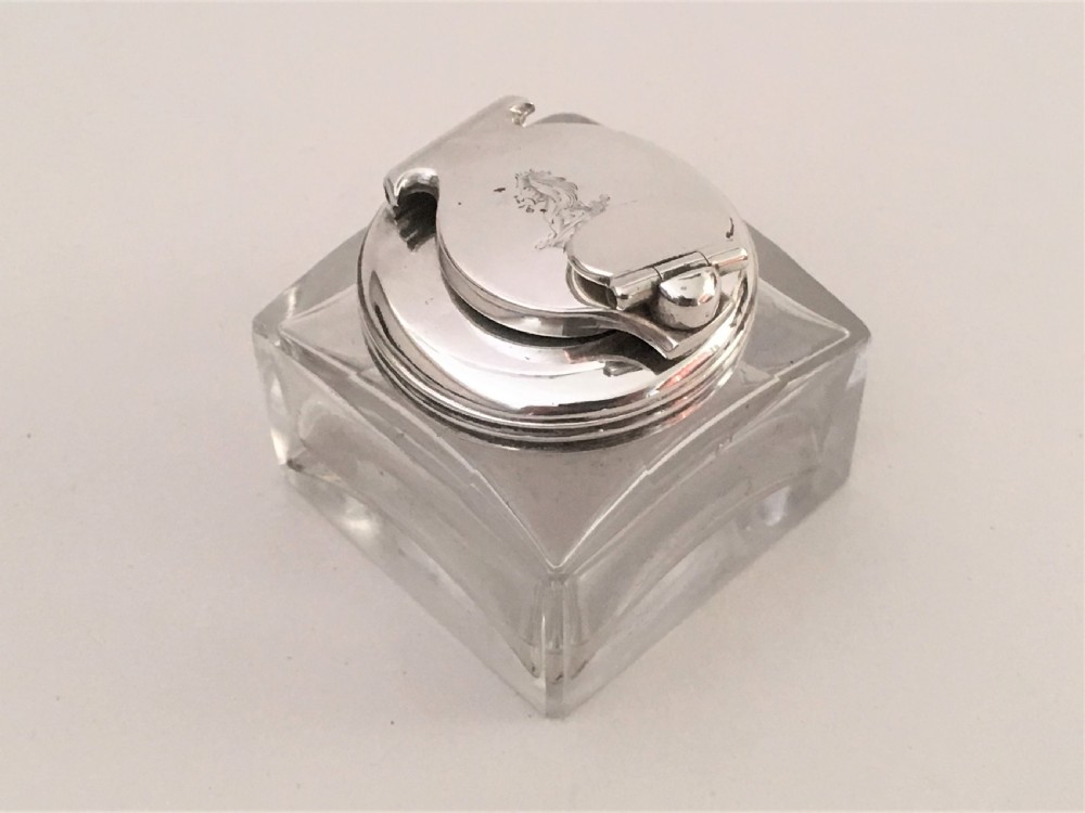 A Georgian silver mounted travelling inkwell View II