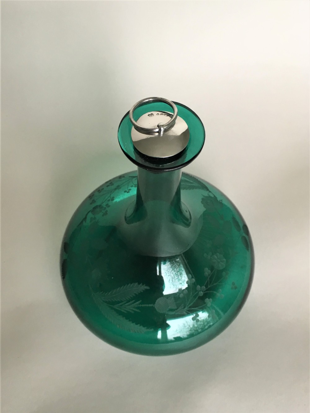 A Georgian Bristol Green decanter with silver stopper View III