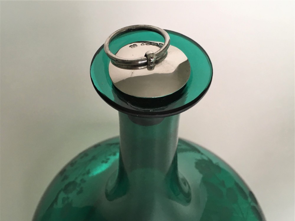 A Georgian Bristol Green decanter with silver stopper View V