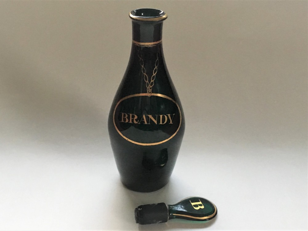 A rare Georgian Bristol Green Brandy decanter View VI