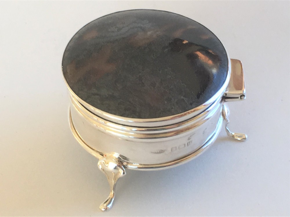 A charming small silver & tortoiseshell trinket box View II